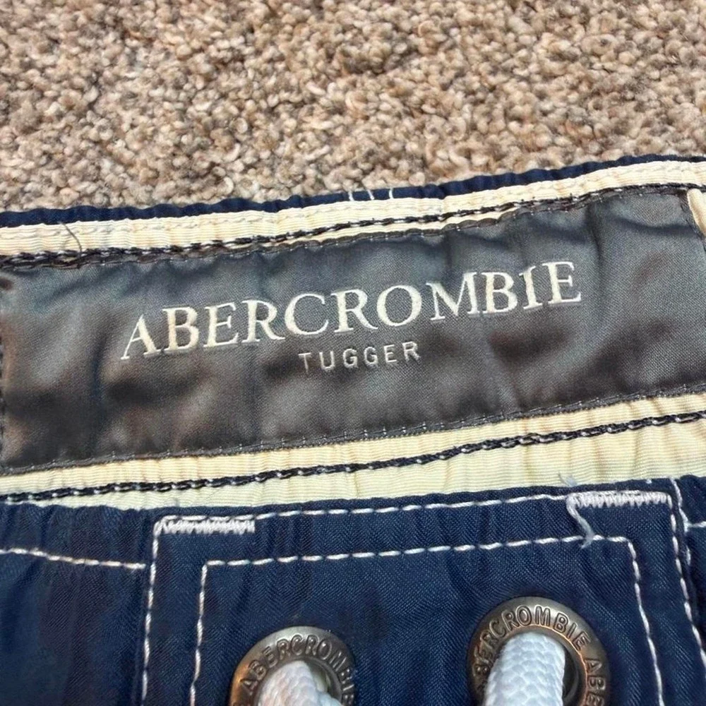 Abercrombie & Fitch Tugger Mens Blue White Stripe Cargo Board Shorts Large Y2K
